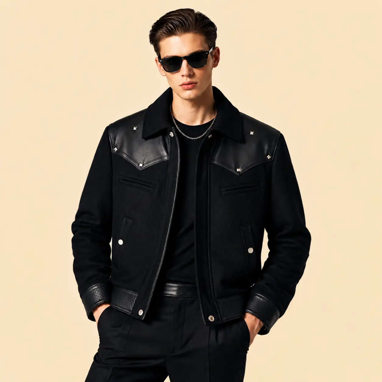 Oversized distressed leather jacket
